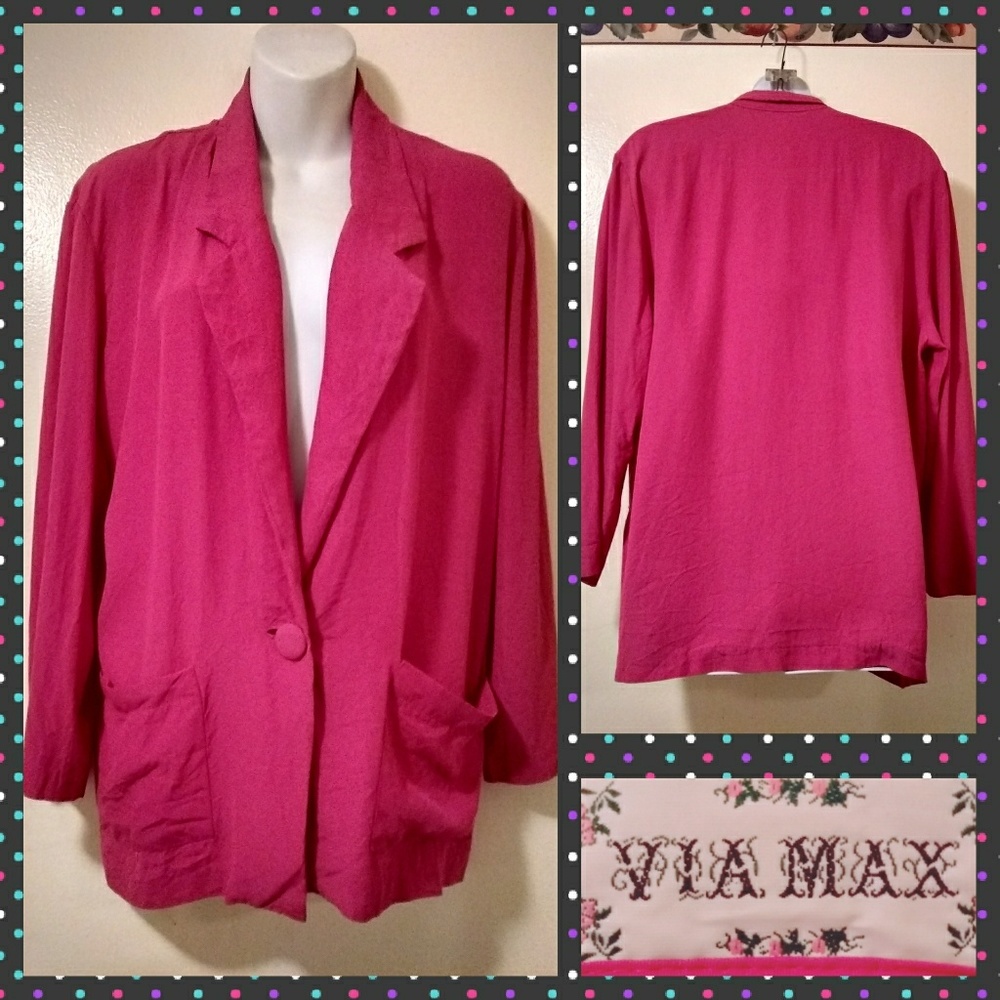 VTG 90s VIAMAX Hot Pink Lightweight Blazer -Medium